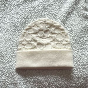 Coach Terry Logo Wool Beanie NWOT Cream